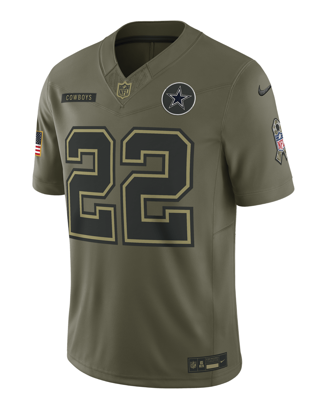 Emmitt Smith Dallas Cowboys Salute to Service Retired Men's Nike Dri-FIT NFL Limited Jersey - Olive