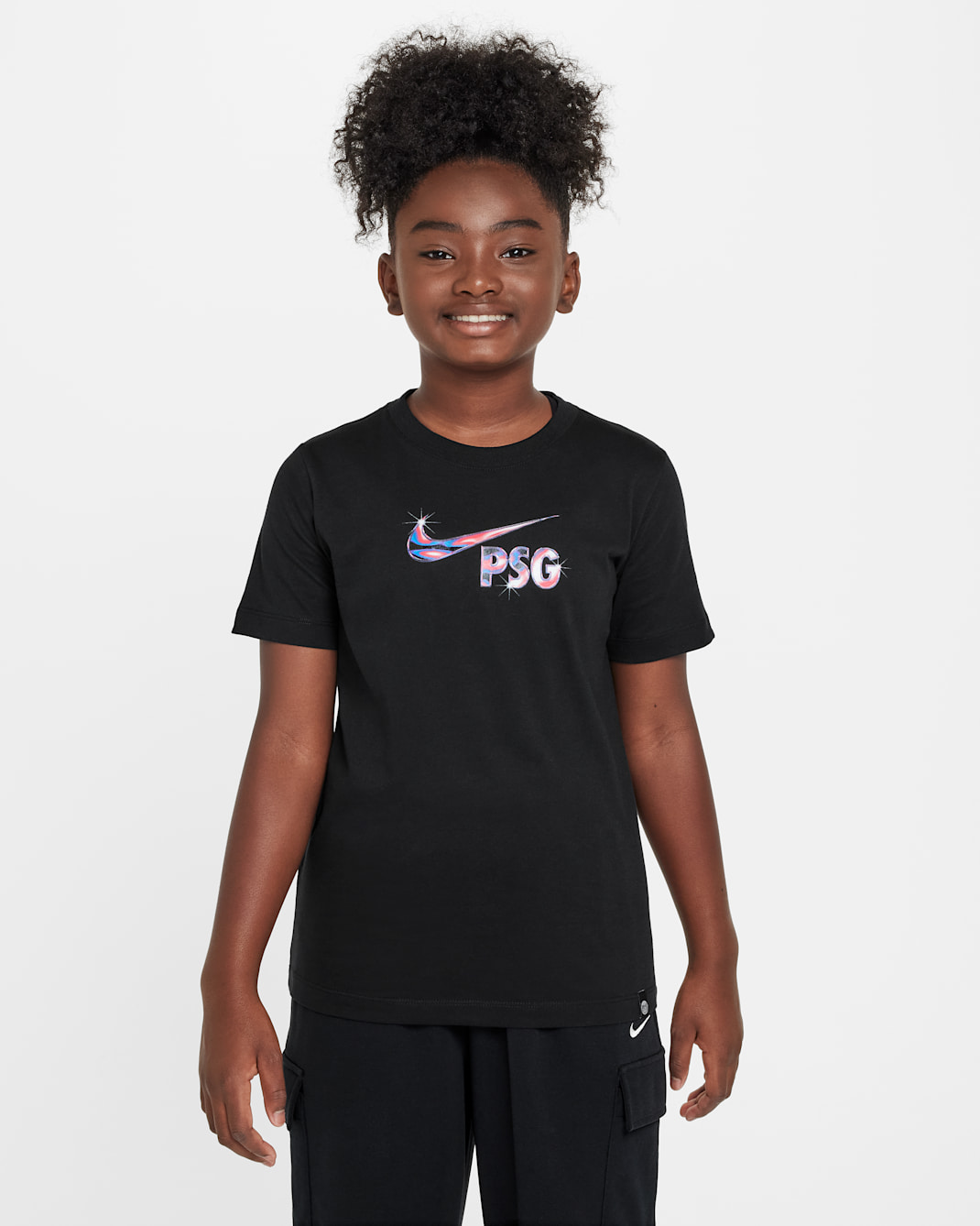 Playera de fútbol Nike para niños talla grande Paris Saint-Germain Swoosh - Negro