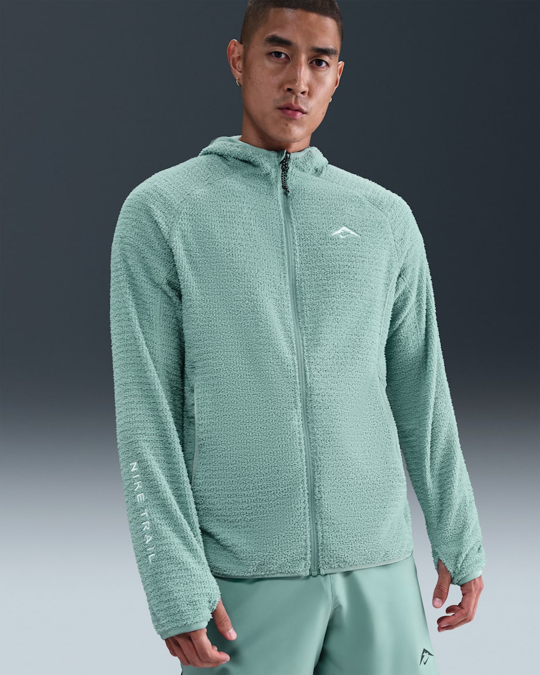 Nike Trail Men's Dri-FIT Fleece Running Jacket - Cannon/Summit White
