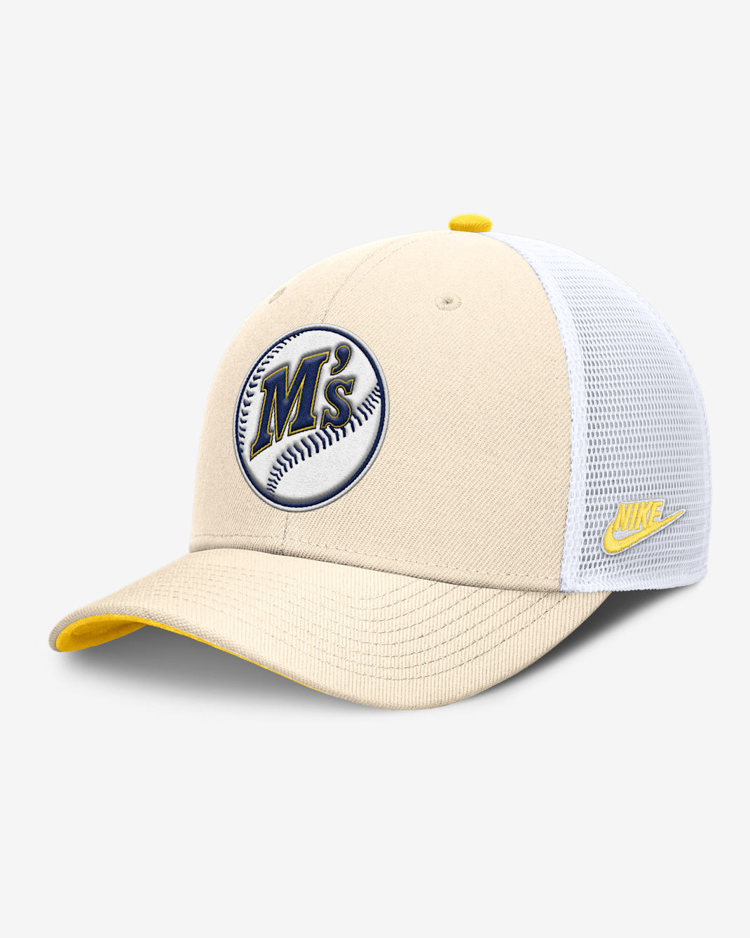 Seattle Mariners Cooperstown Rise Men's Nike Dri-FIT MLB Trucker Adjustable Hat - Natural