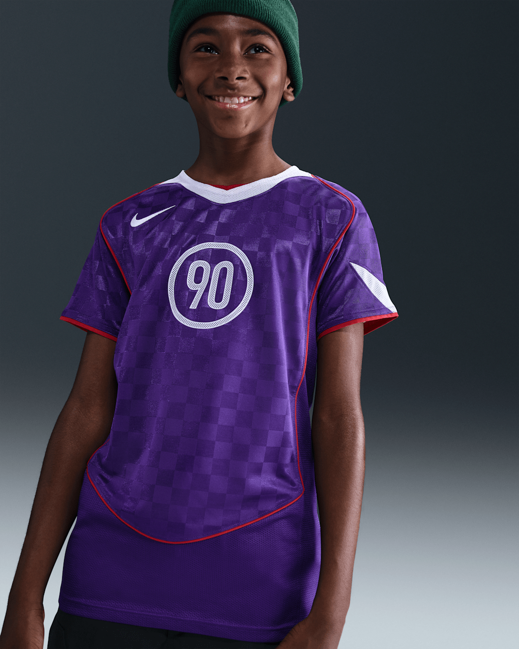 Nike Total 90 Older Kids' Dri-FIT Football Shirt - Court Purple/White/Gym Red/White