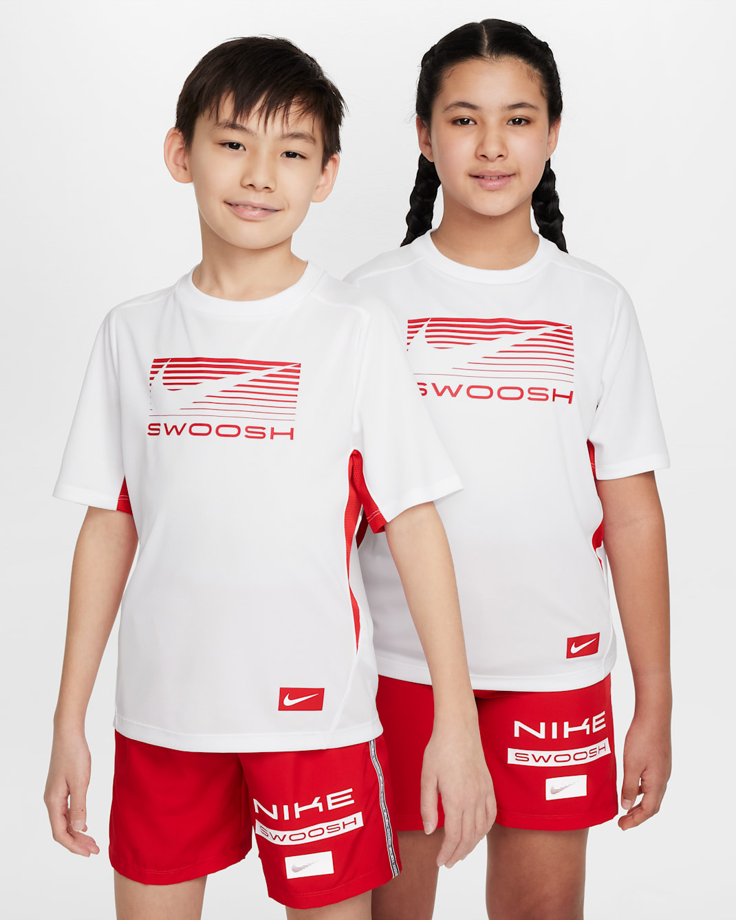나이키 멀티 주니어(남아) 드라이 핏 반팔 탑 - 화이트/유니버시티 레드