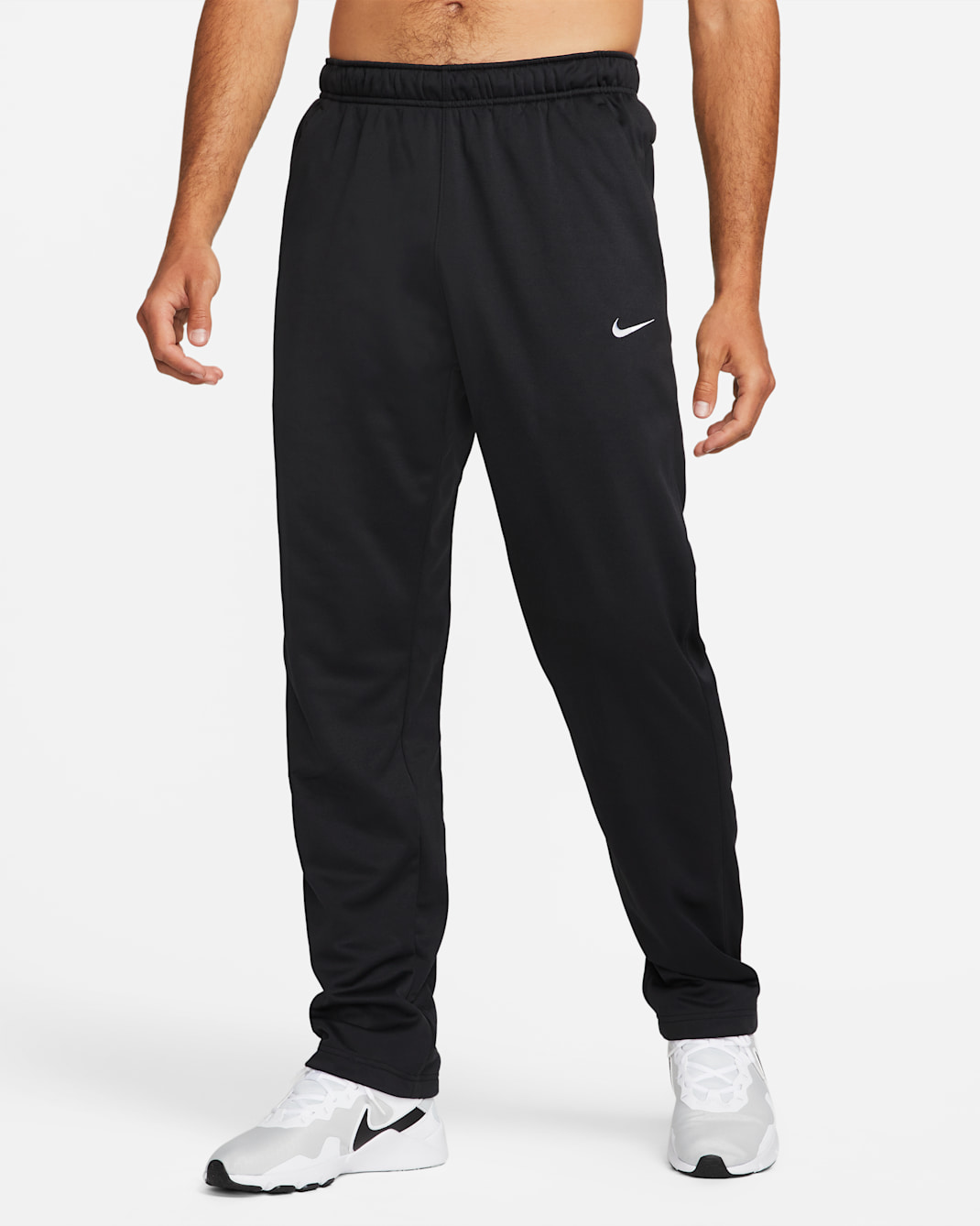 Nike Therma Men's Therma-FIT Open Hem Fitness Pants - Black/Black/White
