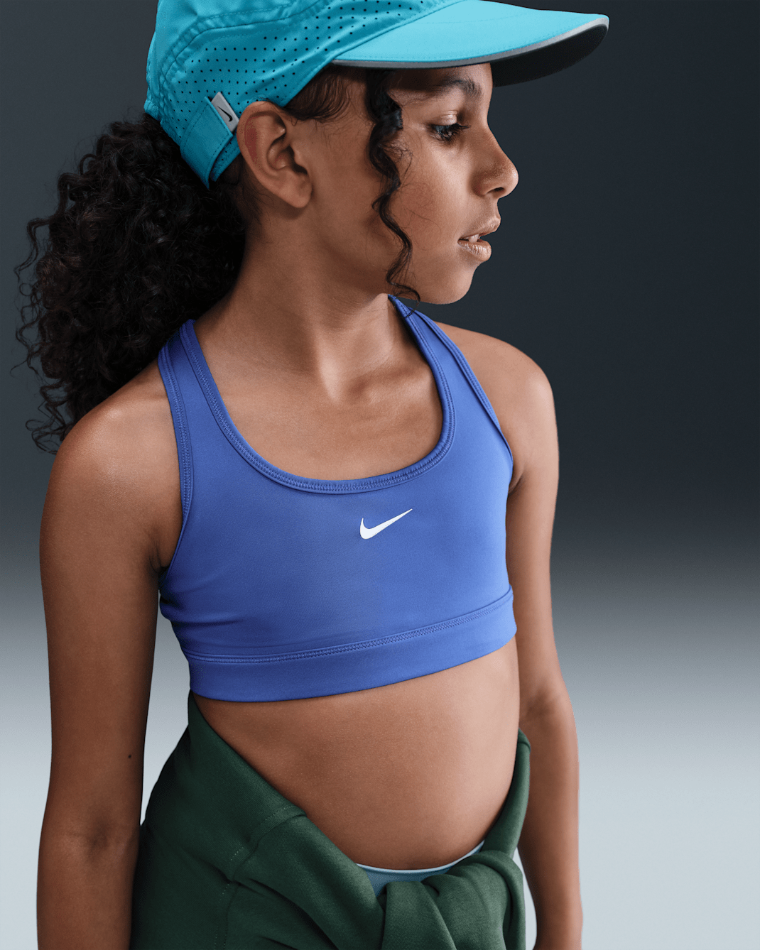 Nike Swoosh Kız Çocuk Spor Sütyeni - Comet Blue/Beyaz