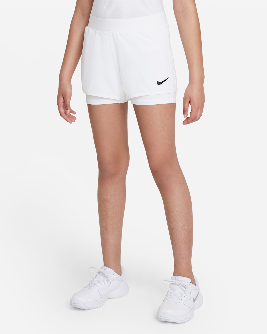 NikeCourt Dri-FIT Victory Big Kids' (Girls') Tennis Shorts - White/Black