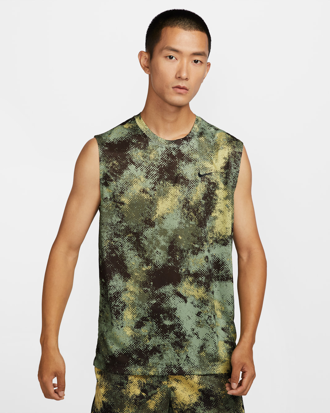 Nike Men's Dri-FIT Sleeveless Fitness T-Shirt - Oil Green
