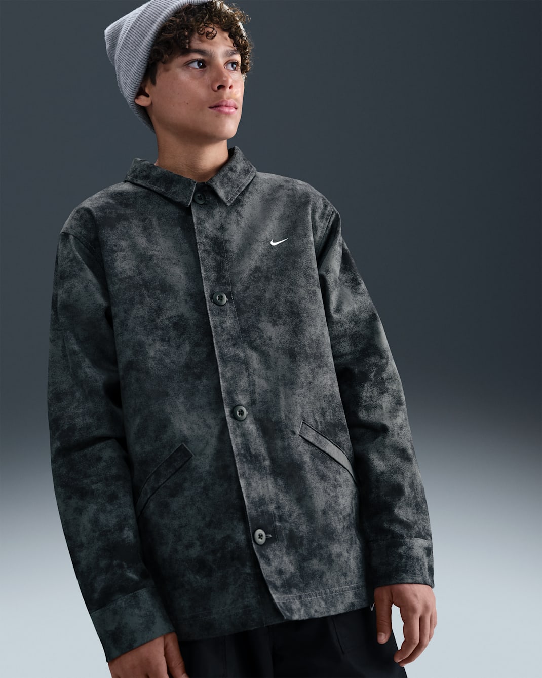 Nike Sportswear Metro Ground gombos póló nagyobb gyerekeknek (fiúknak) - Fekete/Fehér