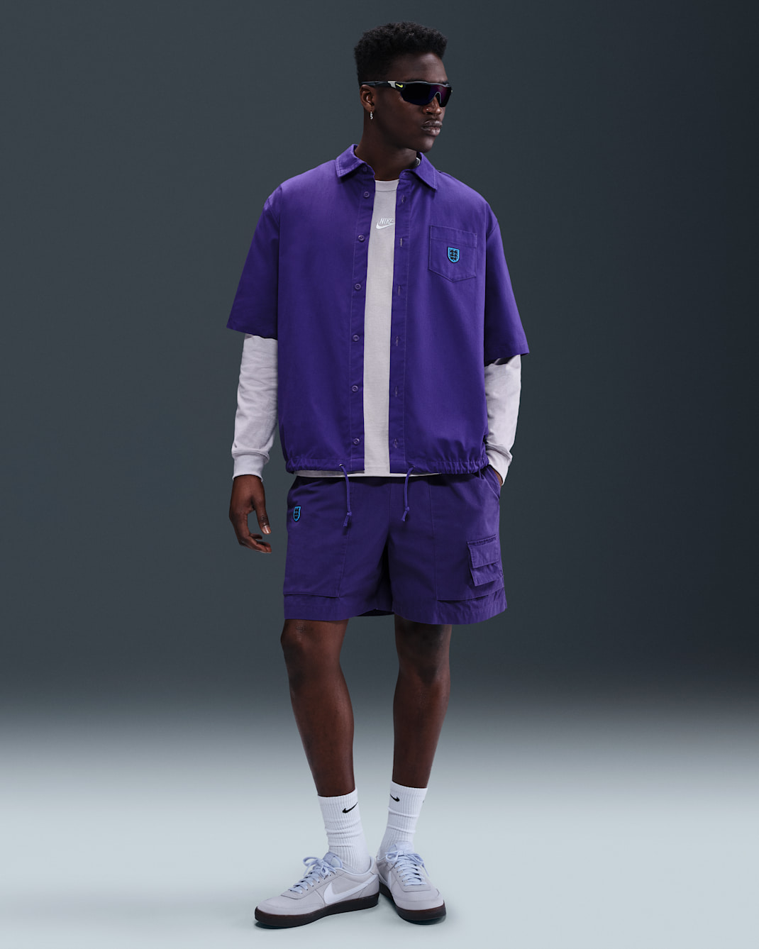 England Men's Nike Life Football Camp Shorts - Court Purple/Vivid Purple