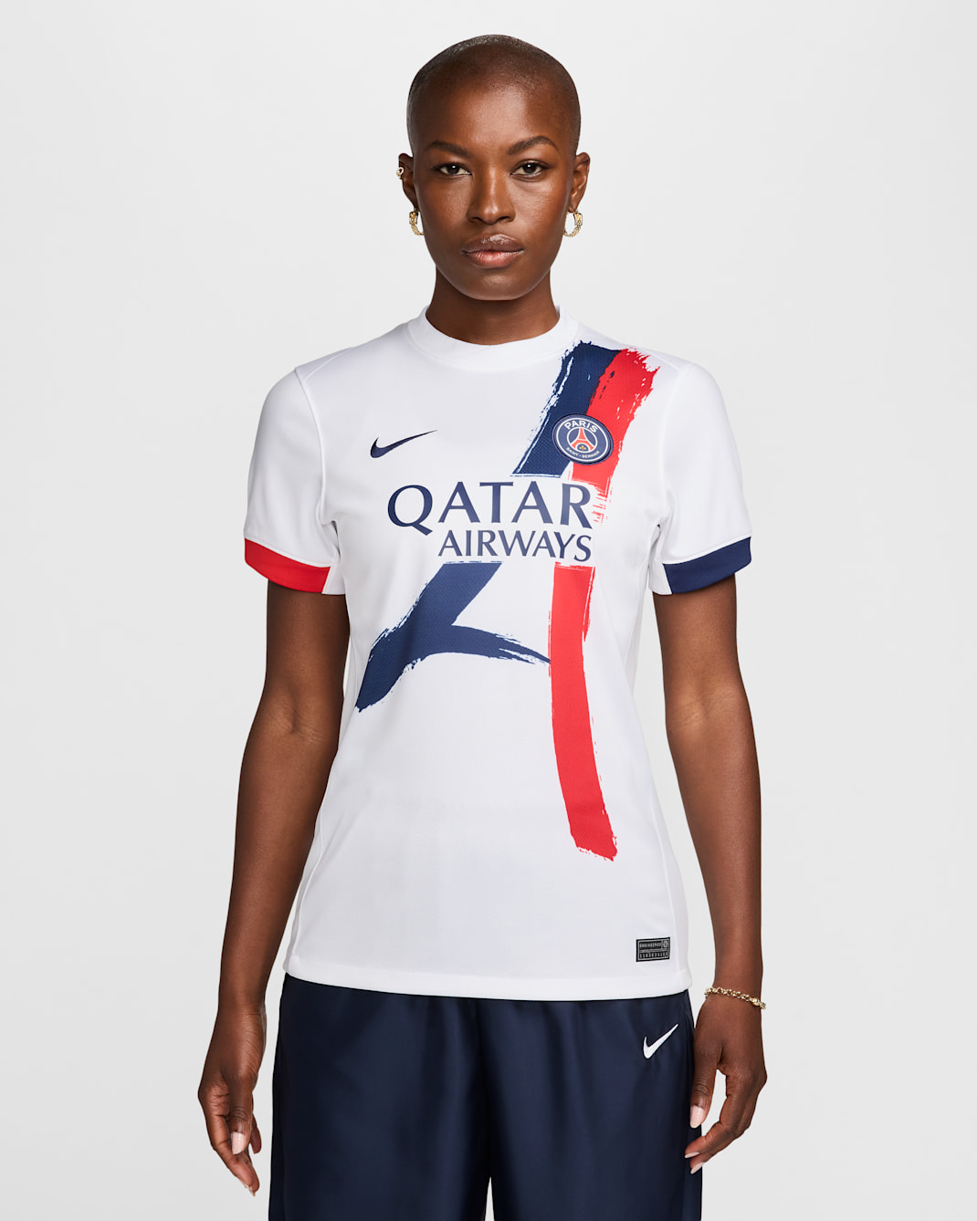 Paris Saint-Germain 2024/25 Stadium Away Nike Replika-Fußballtrikot mit Dri-FIT-Technologie (Damen) - Weiß/Midnight Navy/University Red/Midnight Navy