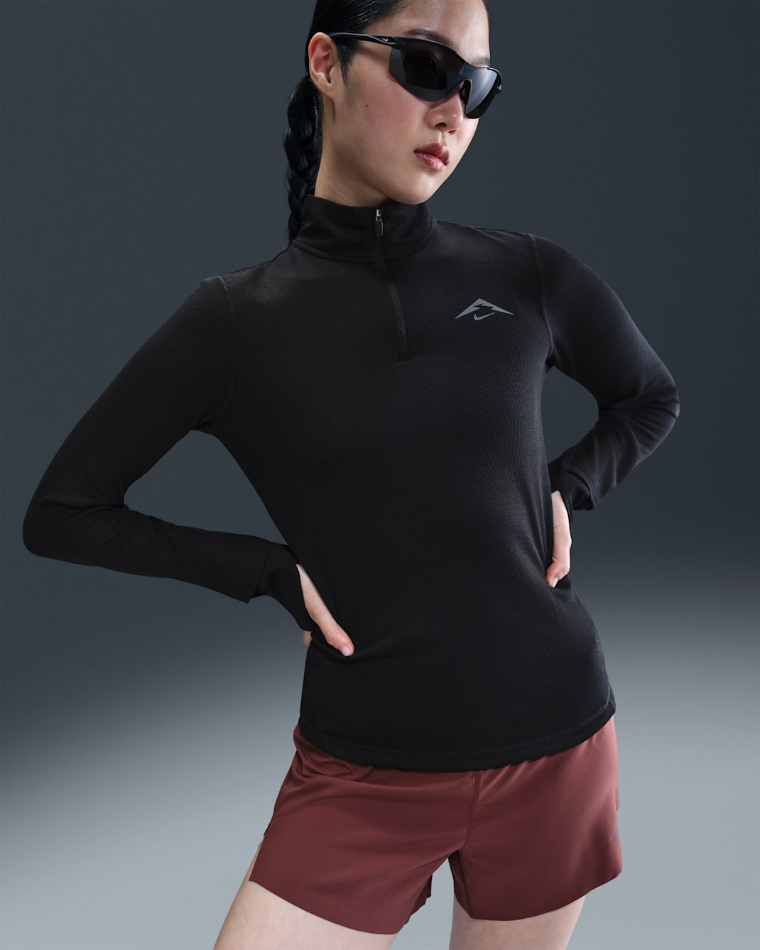 Nike Trail Women's Dri-FIT 1/4-Zip Running Mid-Layer Top - Black/Anthracite/Flat Silver/Black