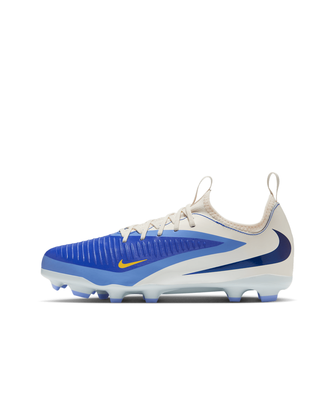 Tacos de fútbol para terrenos múltiples para niños grandes Nike Jr. Phantom 6 Low Academy LV8 - Azul carrera/Obsidiana oscuro