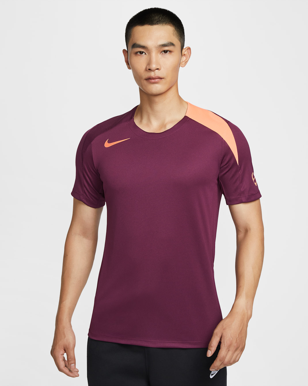 Nike Strike 男款 Dri-FIT 足球上衣 - Bordeaux/Bordeaux/Orange Pulse/Orange Pulse