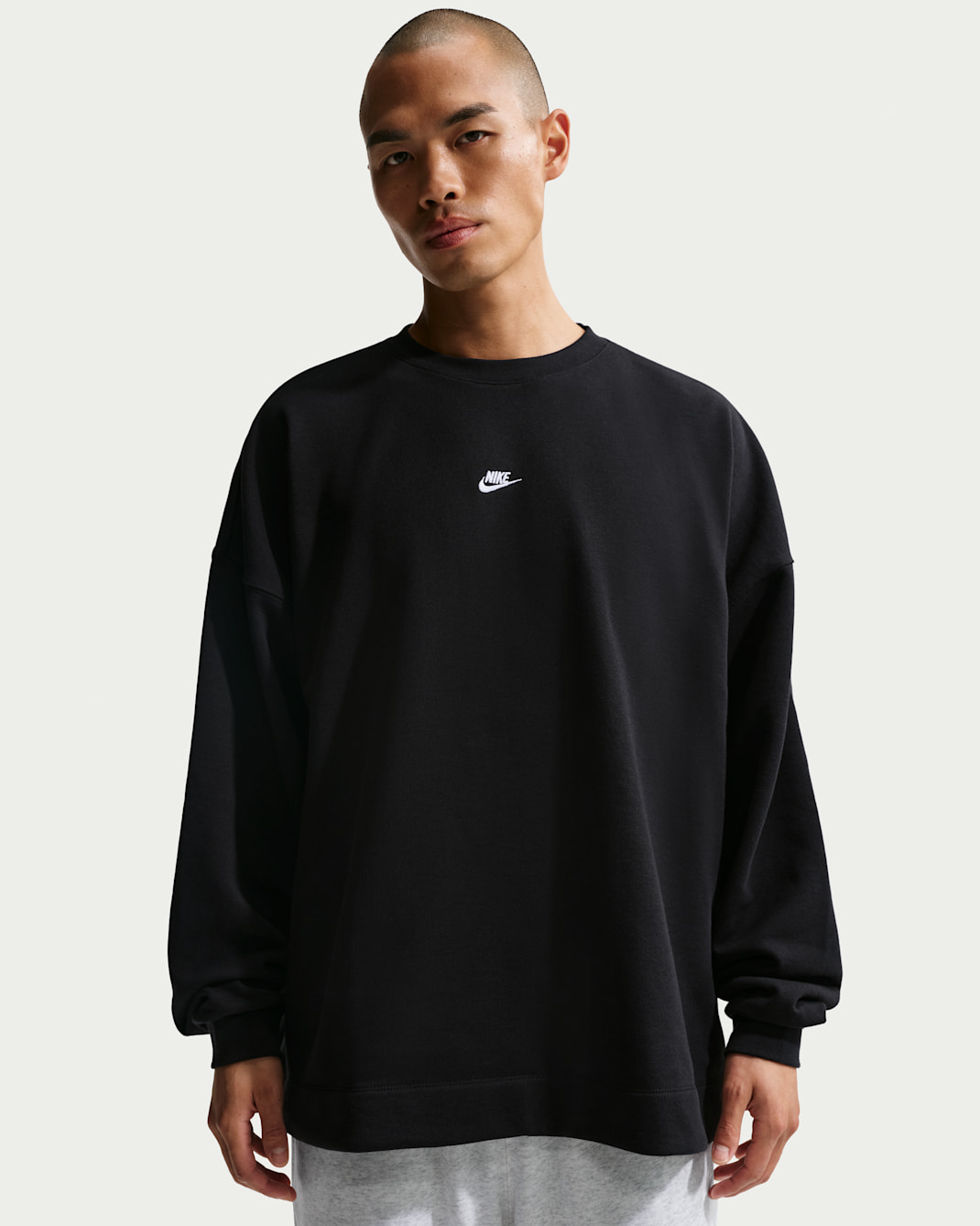 Nike Sportswear Club Sudadera oversize de cuello redondo de tejido French terry - Hombre - Negro/Blanco