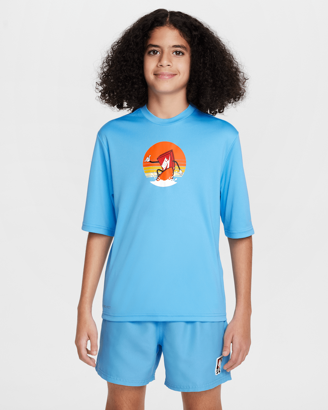 Nike Swim Hydroguard Older Kids' (Boys') Dri-FIT Short-Sleeve Top - University Blue/Orange Blaze/University Red/White