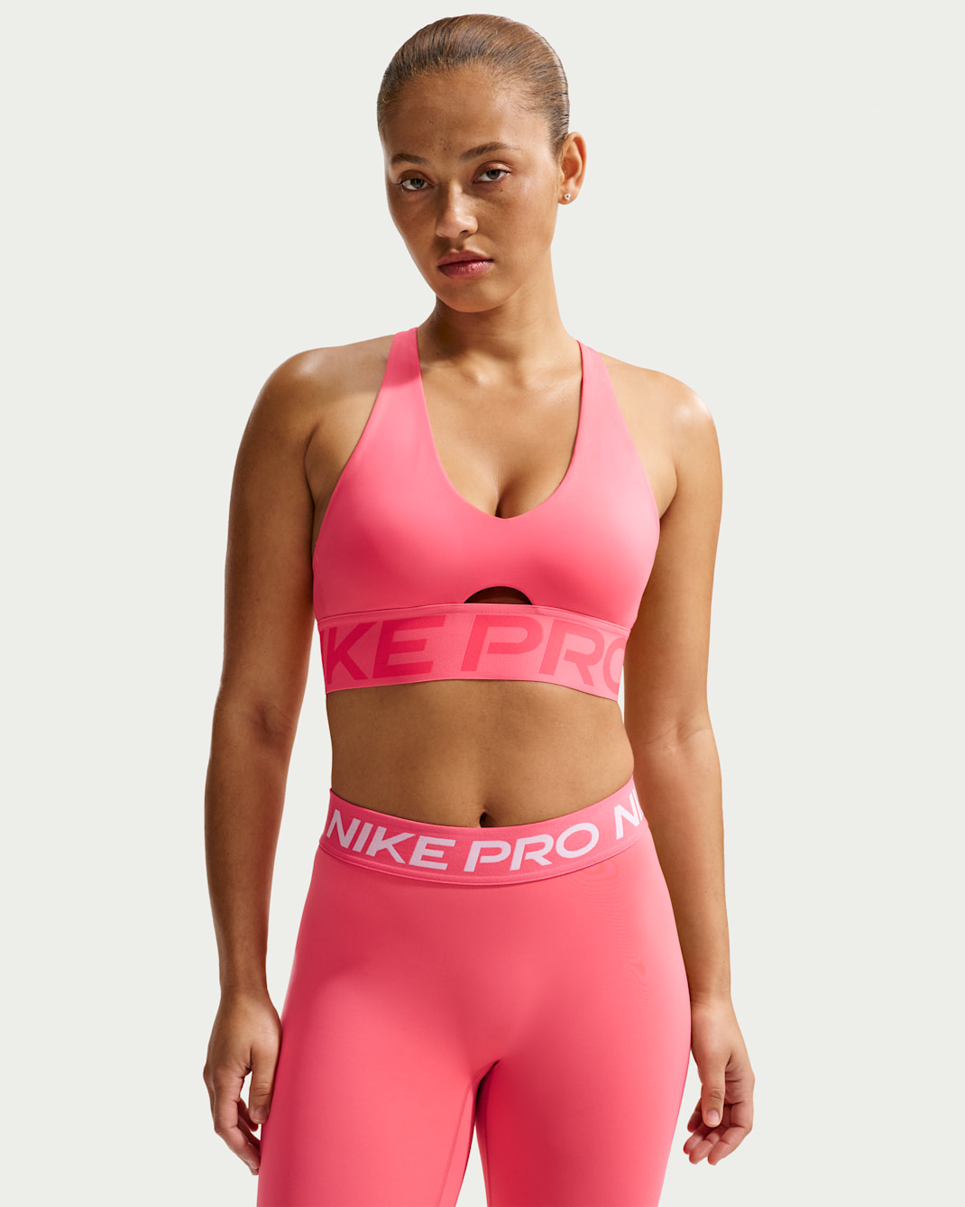 Nike Pro Sculpt Women's Medium-Support Padded Sports Bra - Sea Coral/Light Fusion Red/White