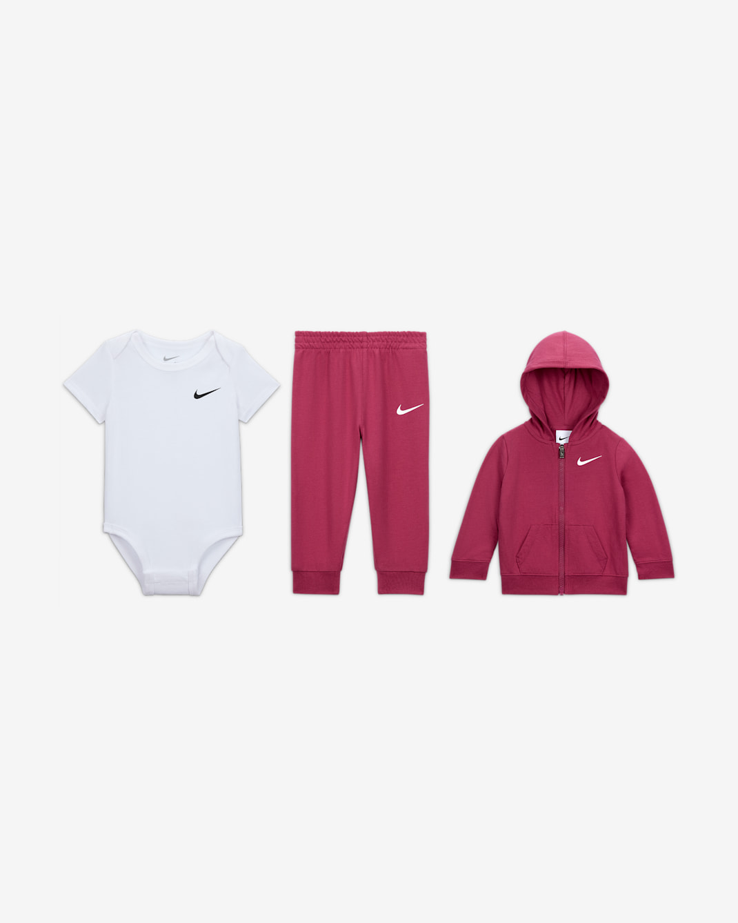 Nike Baby (0-9M) 3-Piece Bodysuit Set - Sweet Beet