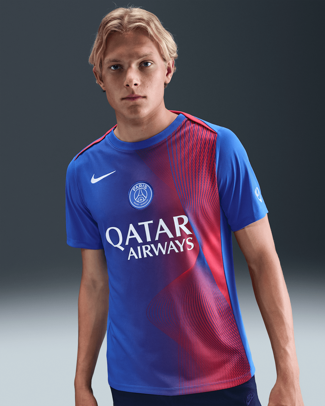 Haut de foot à manches courtes Nike Dri-FIT Paris Saint-Germain Academy Pro Third pour homme - Hyper Royal/Global Red/Blanc