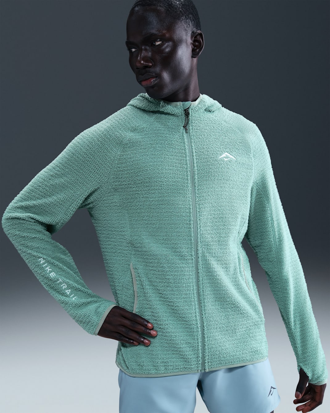 Nike Trail Men's Dri-FIT Fleece Running Jacket - Cannon/Summit White