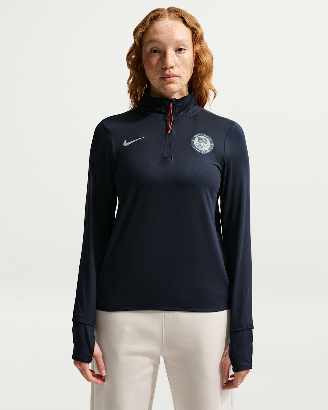 Nike Team USA Swift Element Women's 1/4-Zip Top - Obsidian
