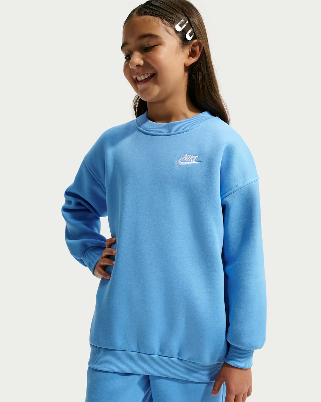 Nike Sportswear Club Fleece Big Kids' Oversized Sweatshirt - University Blue/University Blue/White