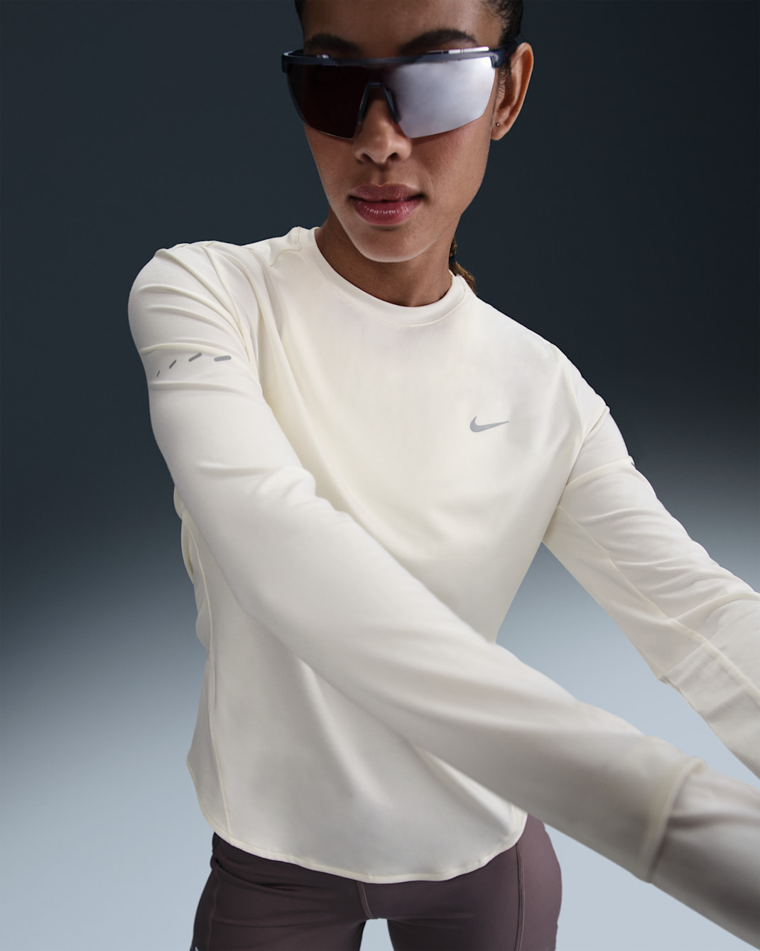 Nike Swift Women's Dri-FIT UV Long-Sleeve Crew-Neck Running Top - Sail