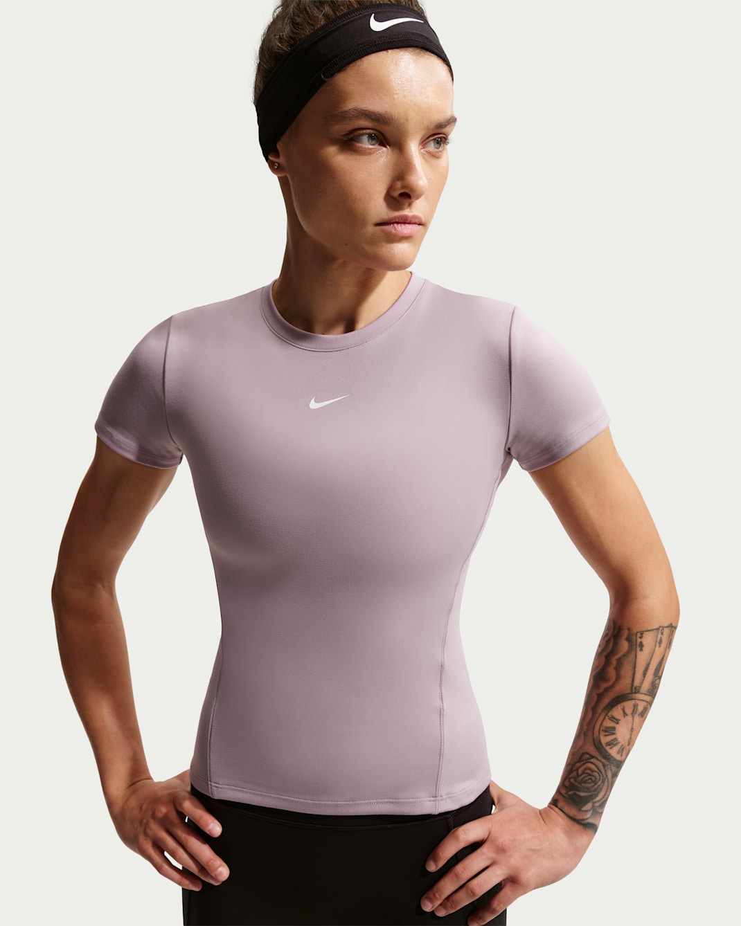 Nike One Women's Short-Sleeve Top - Light Violet Ore/White