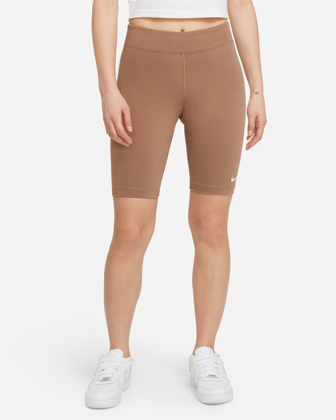 Nike Sportswear Essential 女款自行車短褲 - Archaeo Brown/白色