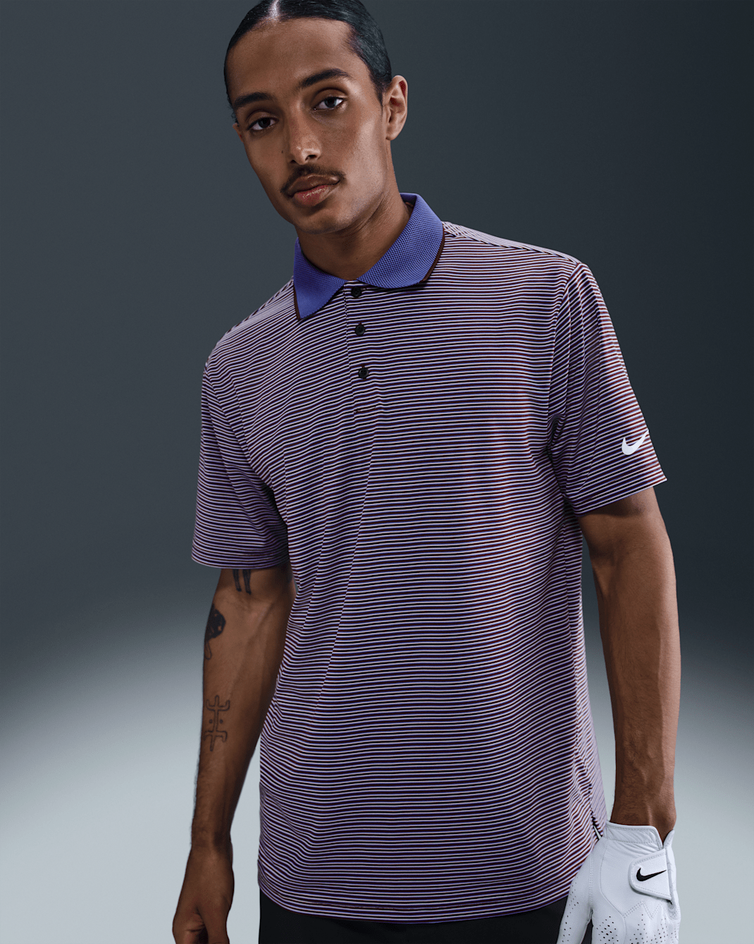 Nike Tour Men's Dri-FIT Striped Golf Polo - Burgundy Crush/White
