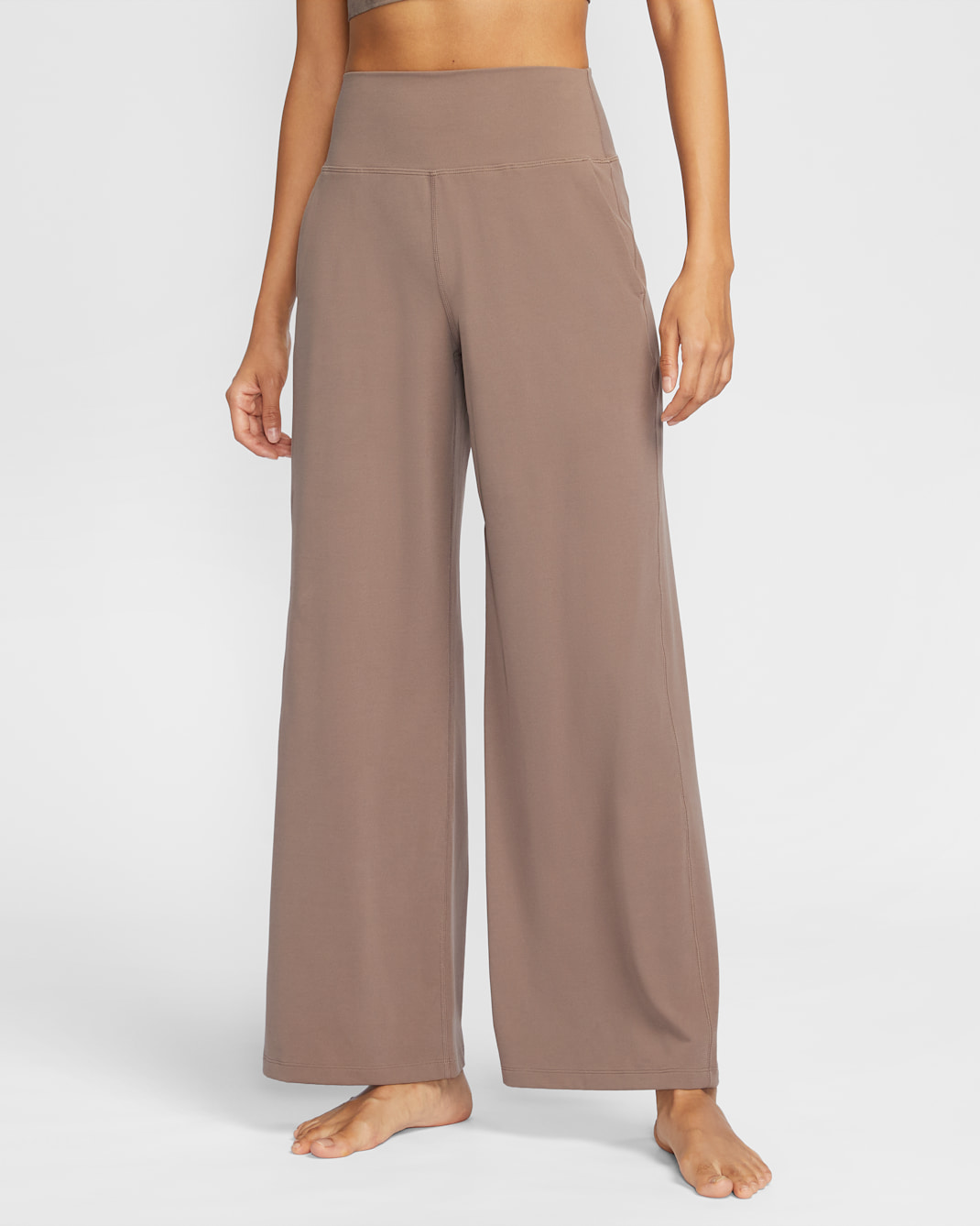 Nike Zenvy Women's Dri-FIT High-Waisted Wide-Leg Pants - Mink Brown/White