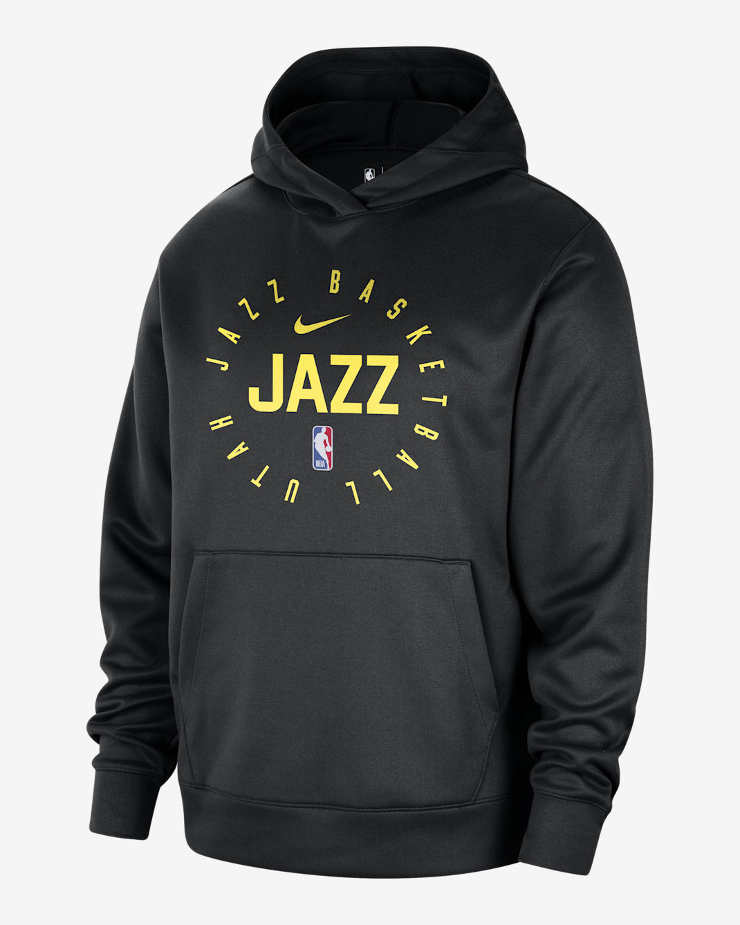 Utah Jazz Spotlight Men's Nike Dri-FIT NBA Pullover Hoodie - Black/Yellow Strike