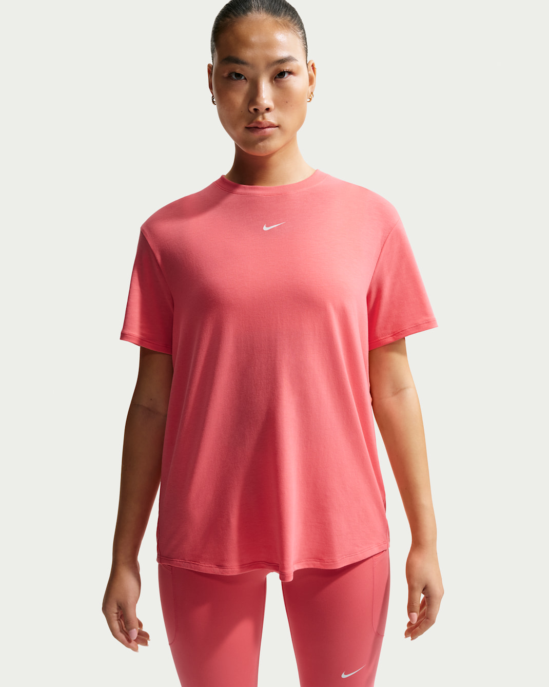Nike One Relaxed Women's Dri-FIT Short-Sleeve Top - Sea Coral/White