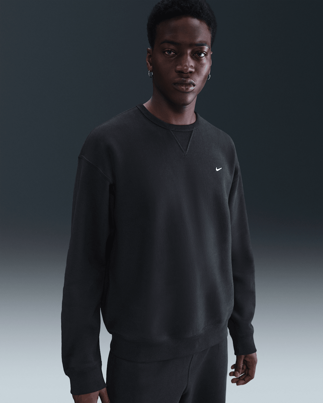 Nike Solo Swoosh Fleece-Rundhalsshirt für Herren - Schwarz/Weiß