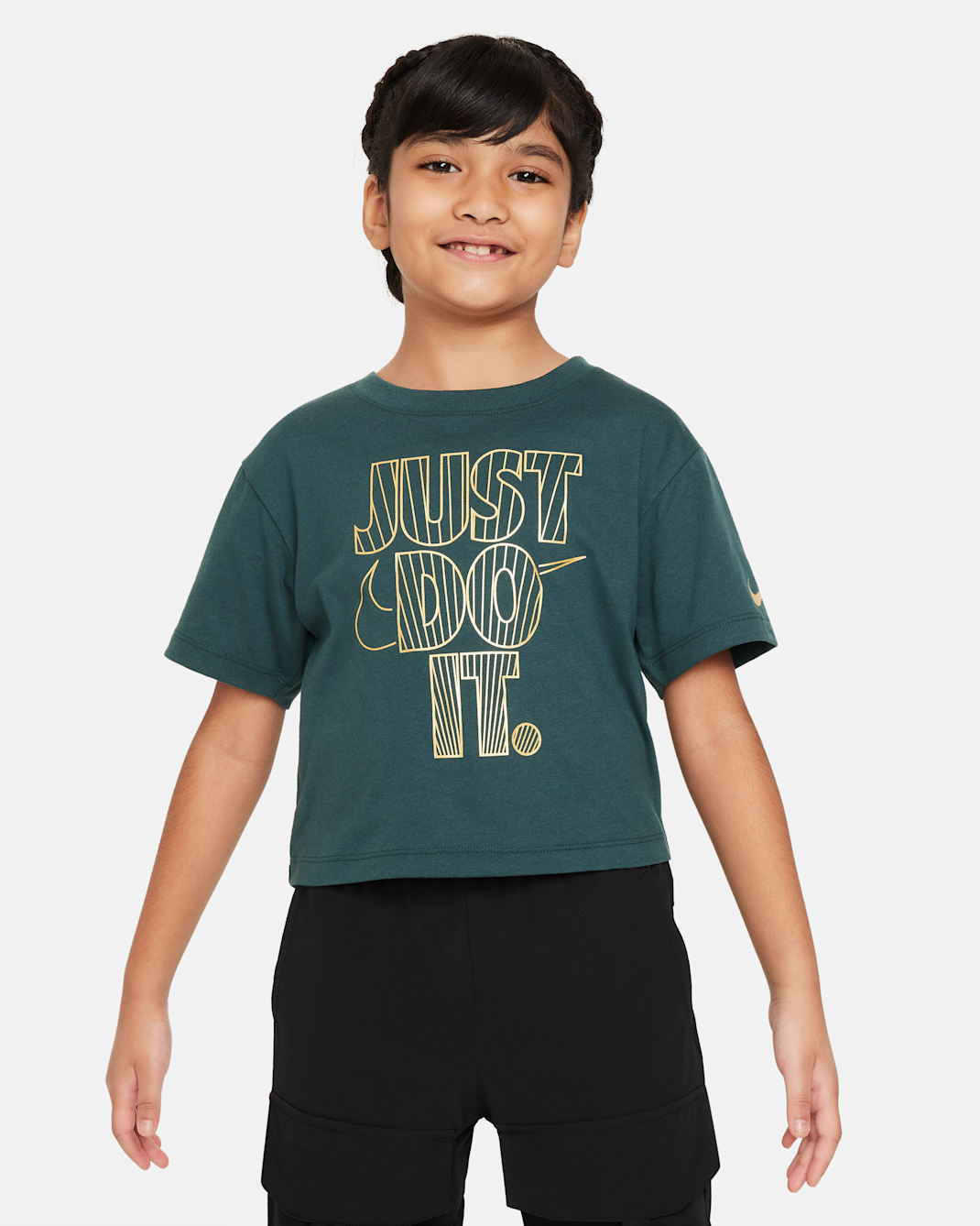 Playera para niños talla pequeña Nike Shine Boxy Tee - Jungla intenso