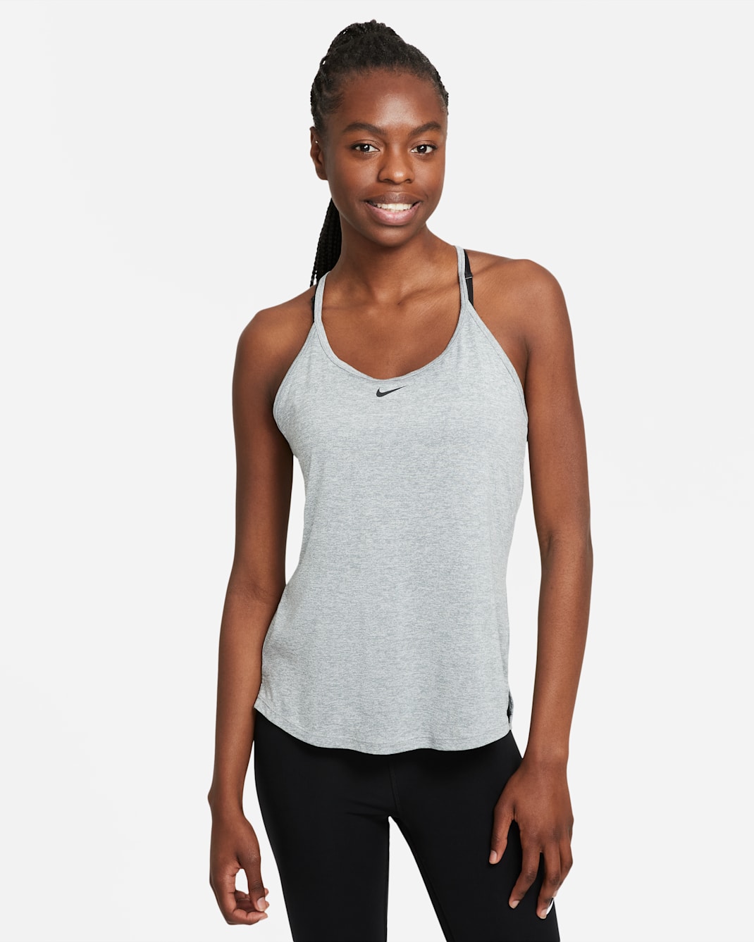 Nike Dri-FIT One Elastika Tanktop mit Standard-Passform für Damen - Particle Grey/Heather/Schwarz