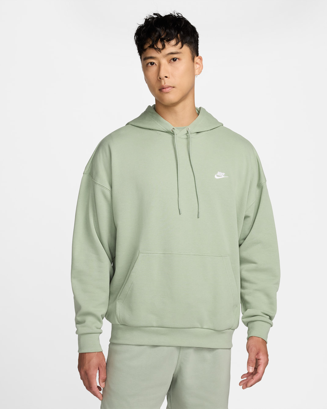 Nike Club Fleece Men's Oversized French Terry Pullover Hoodie - Jade Horizon/Jade Horizon/White