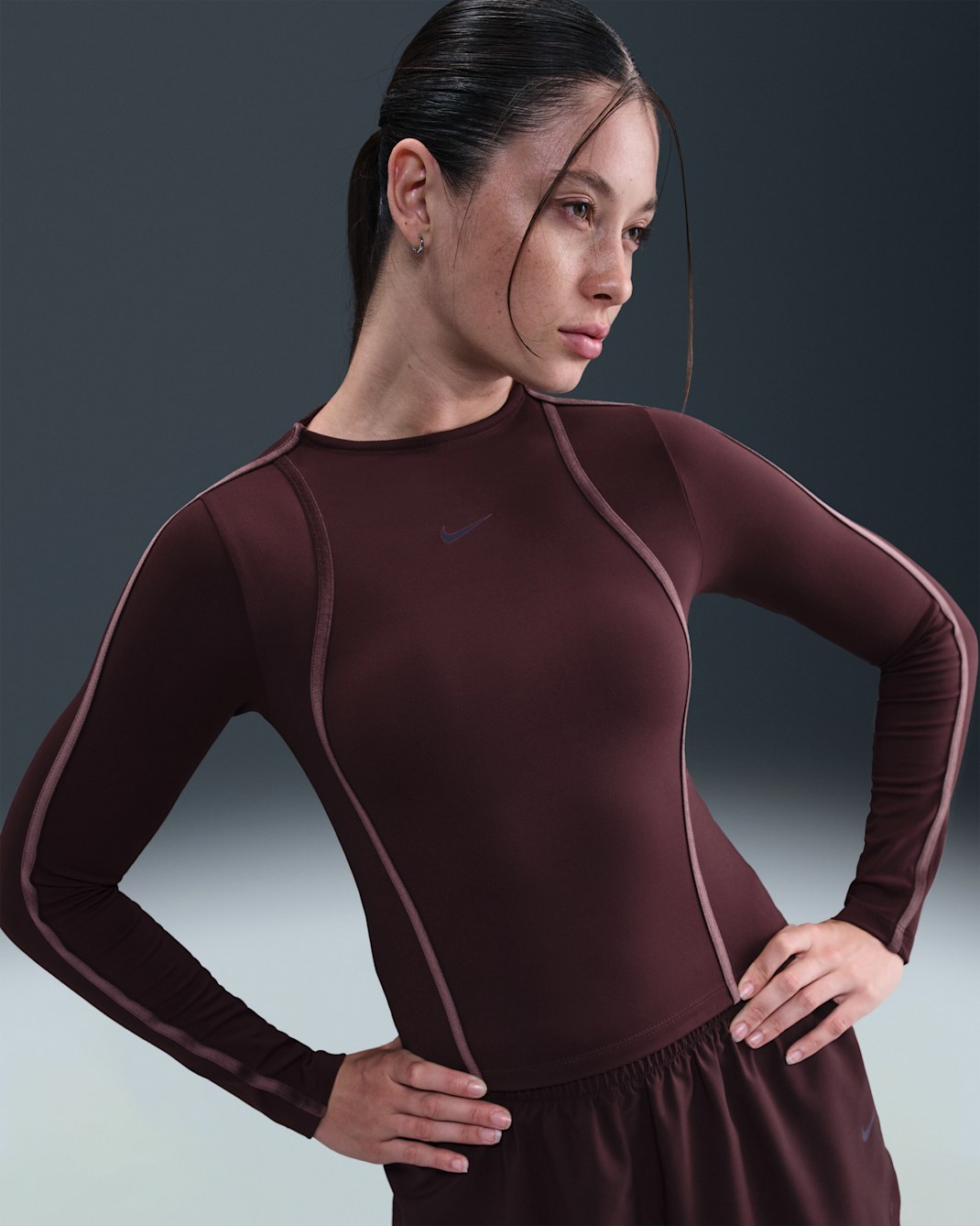 Nike One Fitted Women's Dri-FIT Long-Sleeve Top - Burgundy Crush/Burgundy Ash
