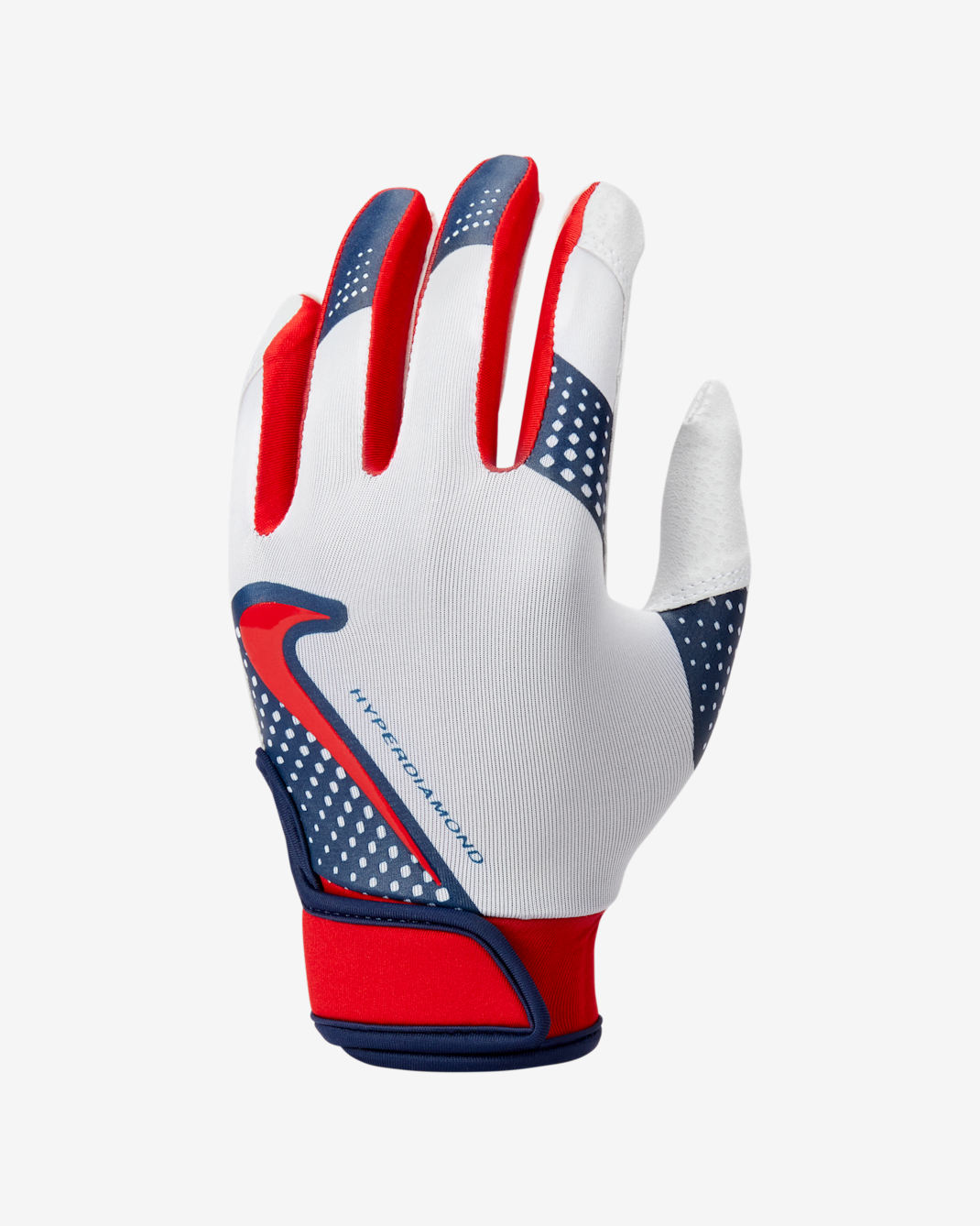 Nike Hyperdiamond Kids' Softball Batting Gloves - White/White/Midnight Navy/University Red