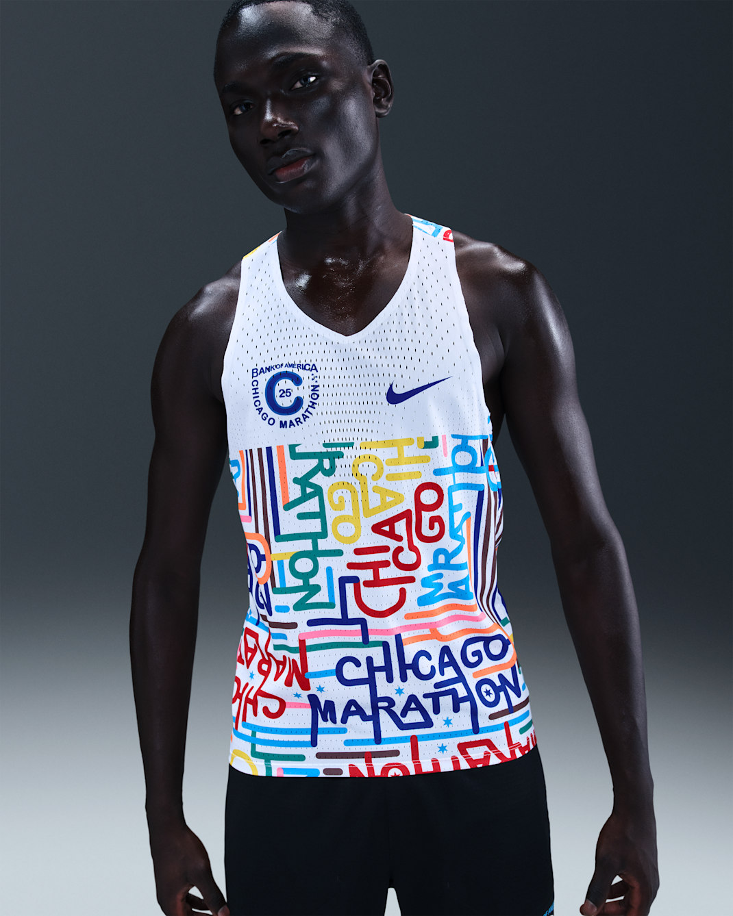 Nike AeroSwift Men's Dri-FIT ADV Running Singlet - White/University Red/Light Current Blue/Deep Night