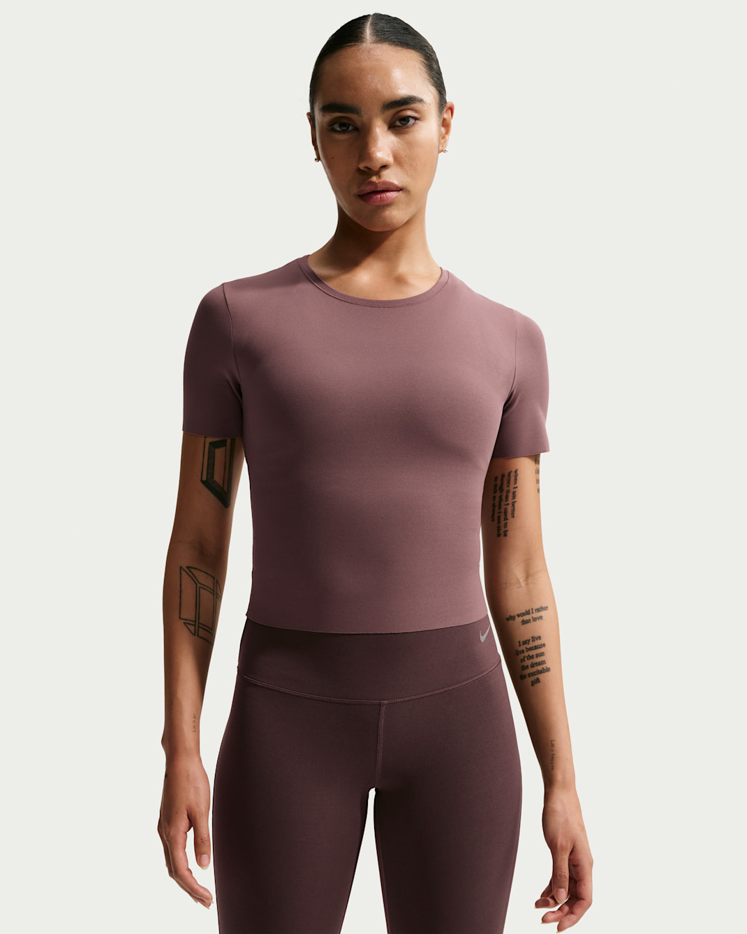 Nike Zenvy Women's Dri-FIT Short-Sleeve Top - Tattoo/White