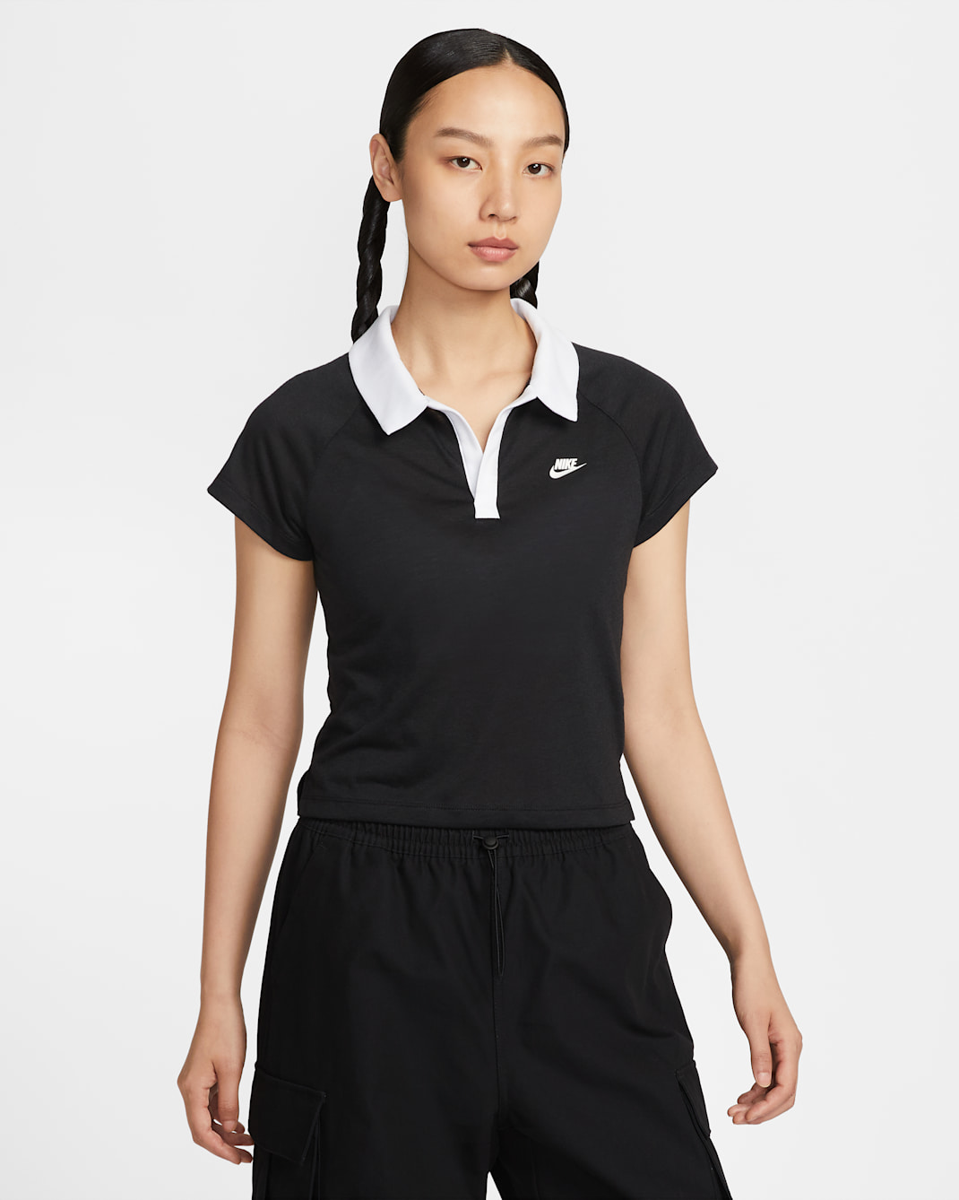 Nike Sportswear Women's Slim Retro Polo Top - Black/White/Sail