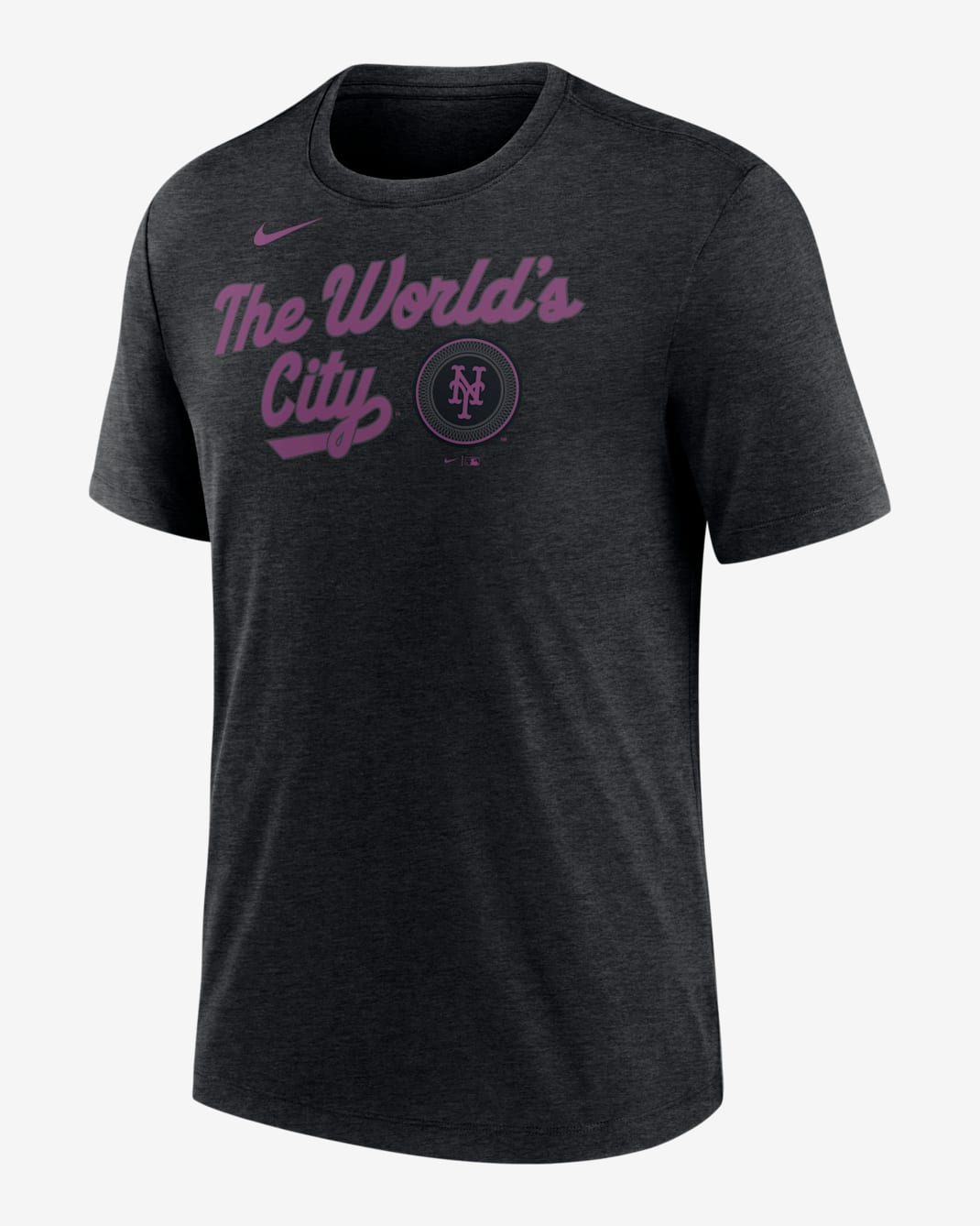 Playera Nike de la MLB para hombre New York Mets City Connect - Negro jaspeado