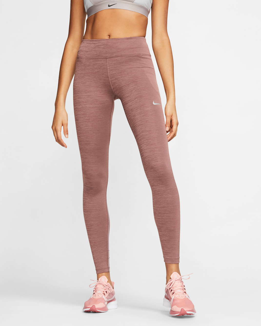 Damskie legginsy do biegania ze średnim stanem Nike Fast - Dark Pony/Smokey Mauve/Heather