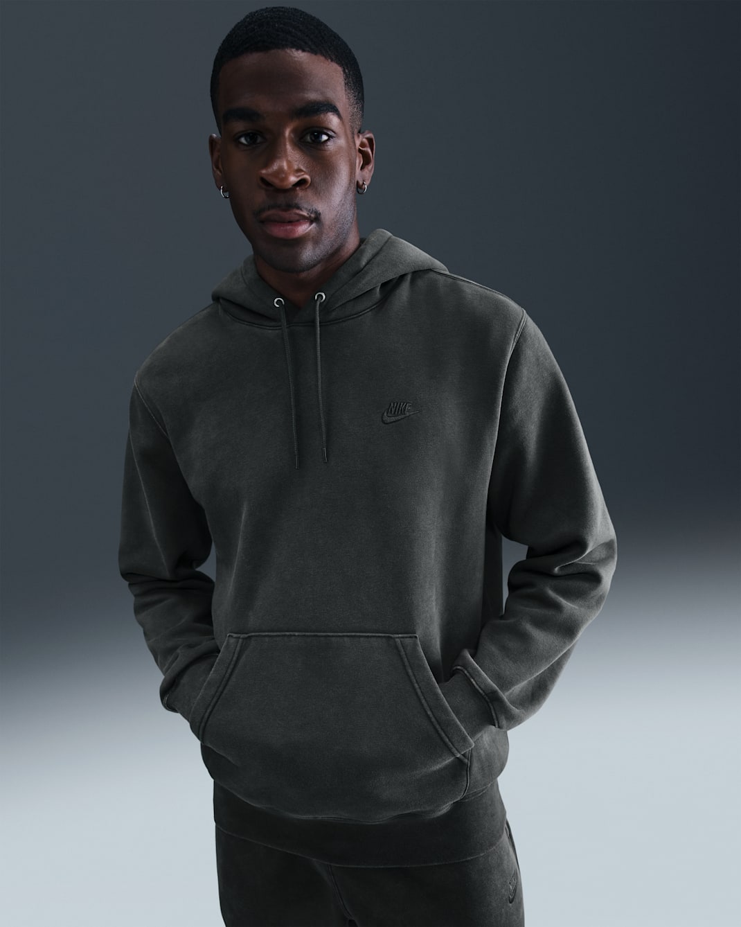 Nike Sportswear Club Men's Washed Fleece Hoodie - Anthracite/Anthracite