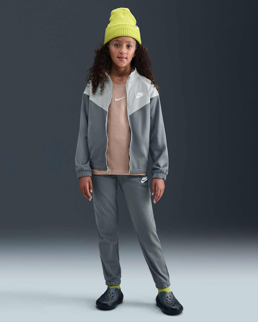 Nike Sportswear Older Kids' Dri-FIT Tracksuit - Smoke Grey/Light Smoke Grey/White