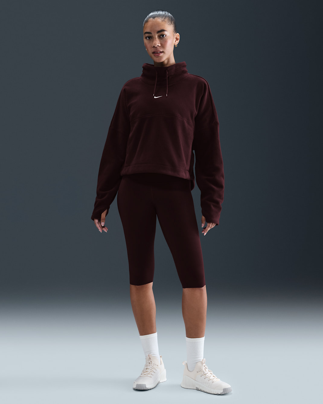Nike Zenvy Women's High-Waisted Capri Leggings - Burgundy Crush/Black