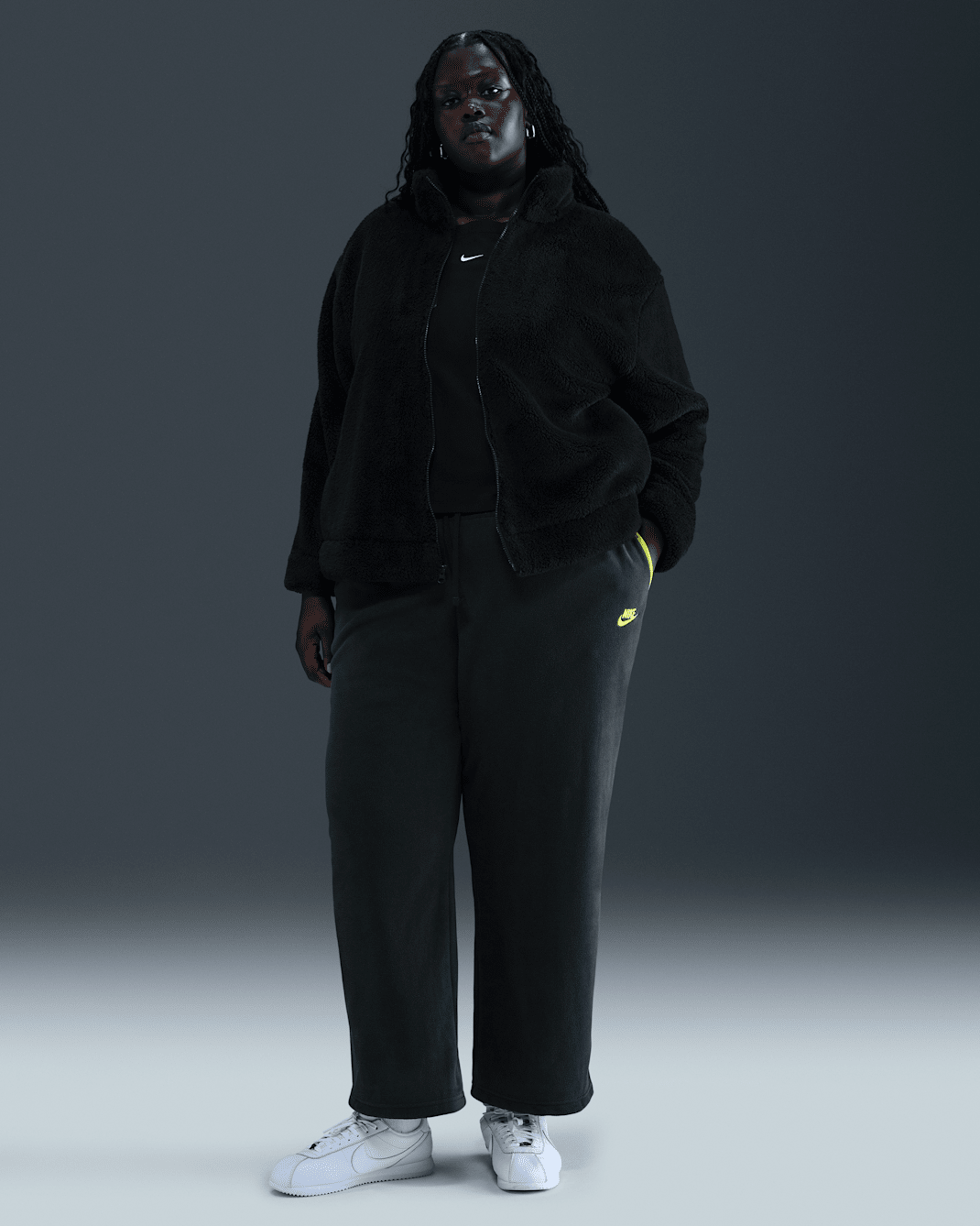 Nike Sportswear Club Fleece Women's Mid-Rise Wide Leg Cozy Pants (Plus Size) - Seaweed/Cyber