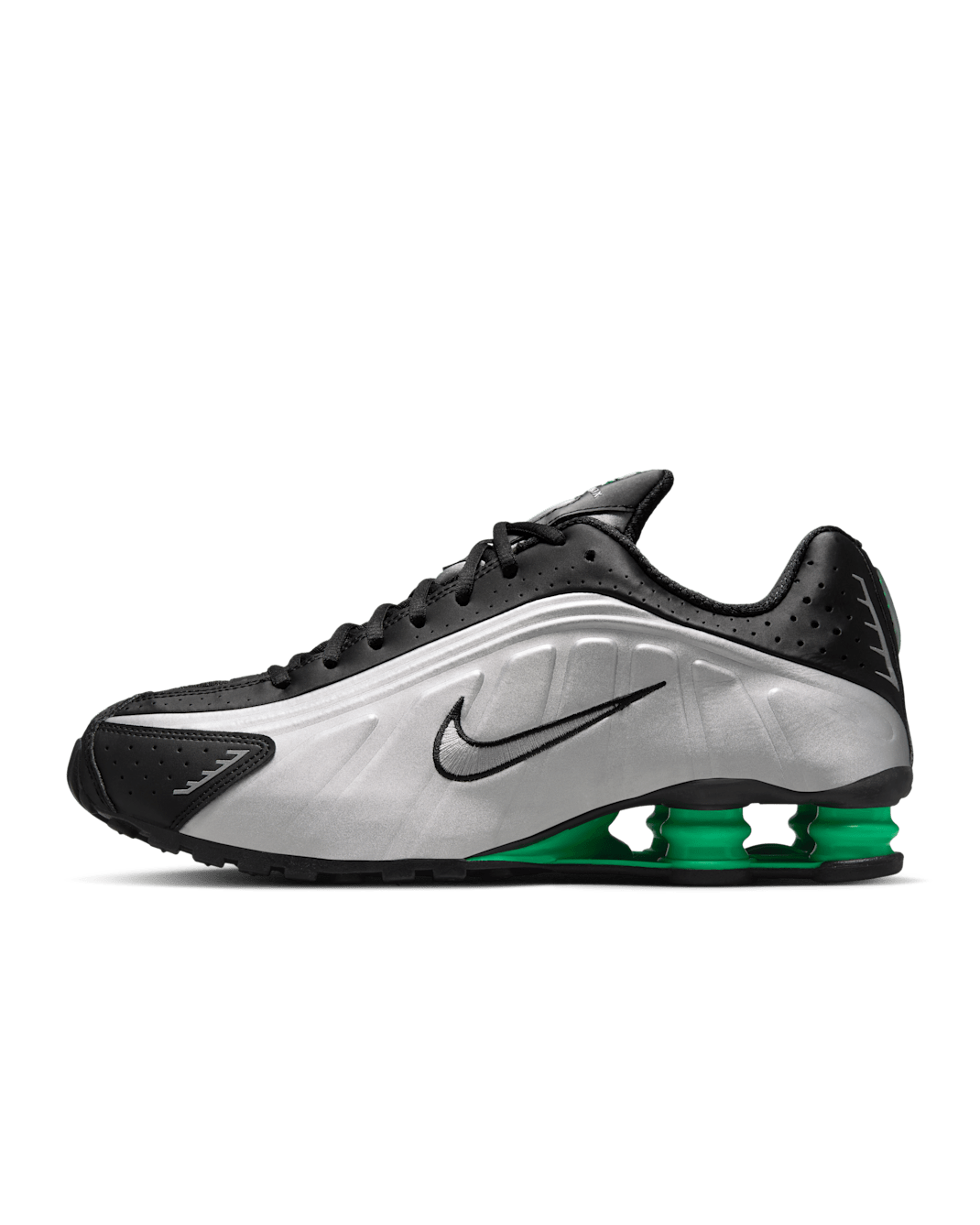Nike Shox R4 Men's Shoes - Metallic Silver/Black/Green Shock/Metallic Silver