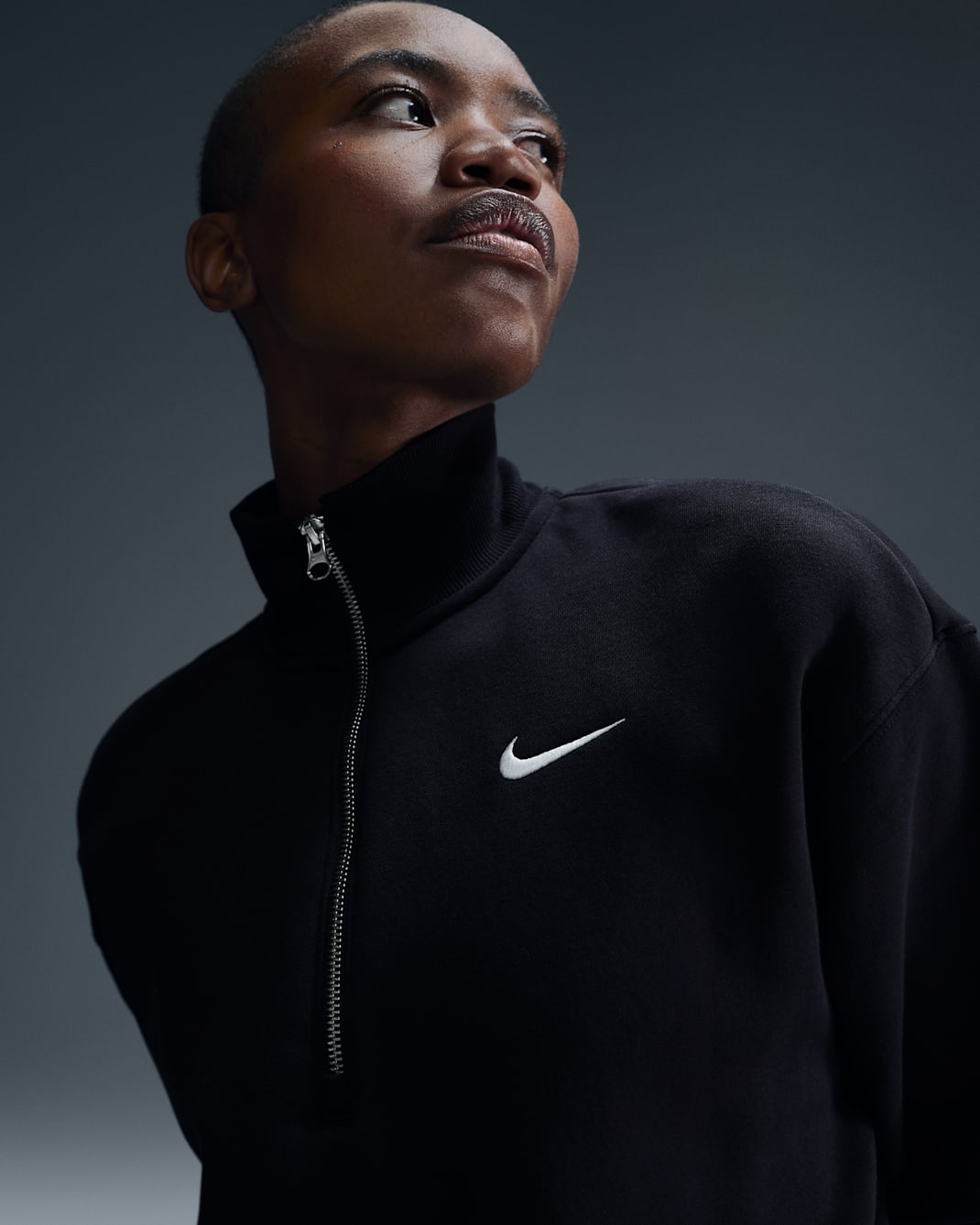 Nike Sportswear Phoenix Fleece Kurz-Sweatshirt mit Viertel-Reißverschluss (Damen) - Schwarz/Sail