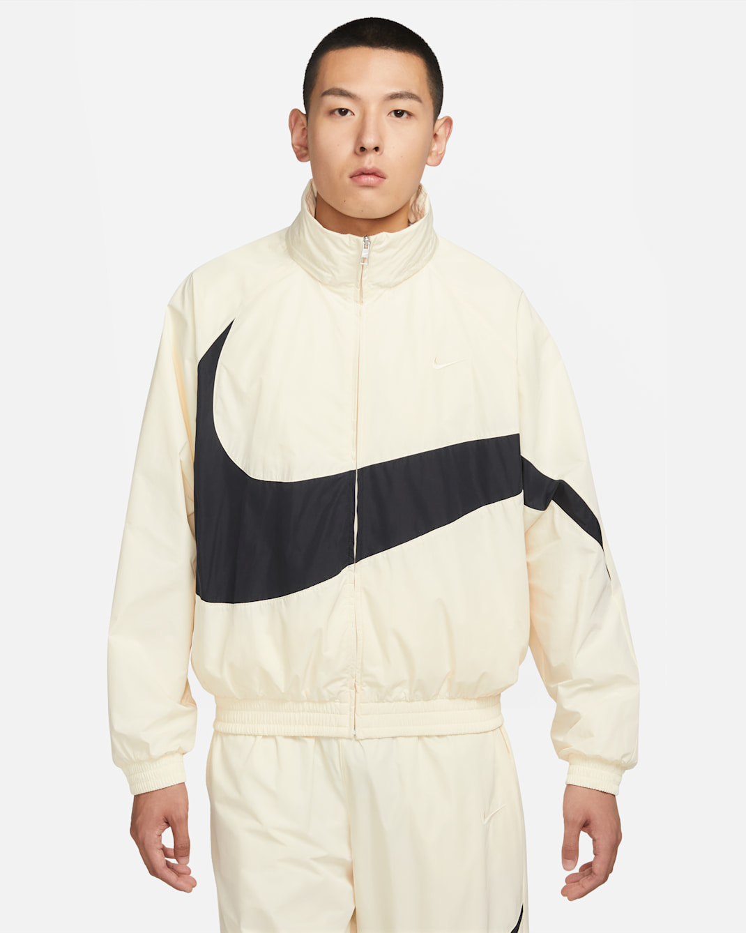 Nike Swoosh Men's Woven Jacket - Coconut Milk/Black/Coconut Milk
