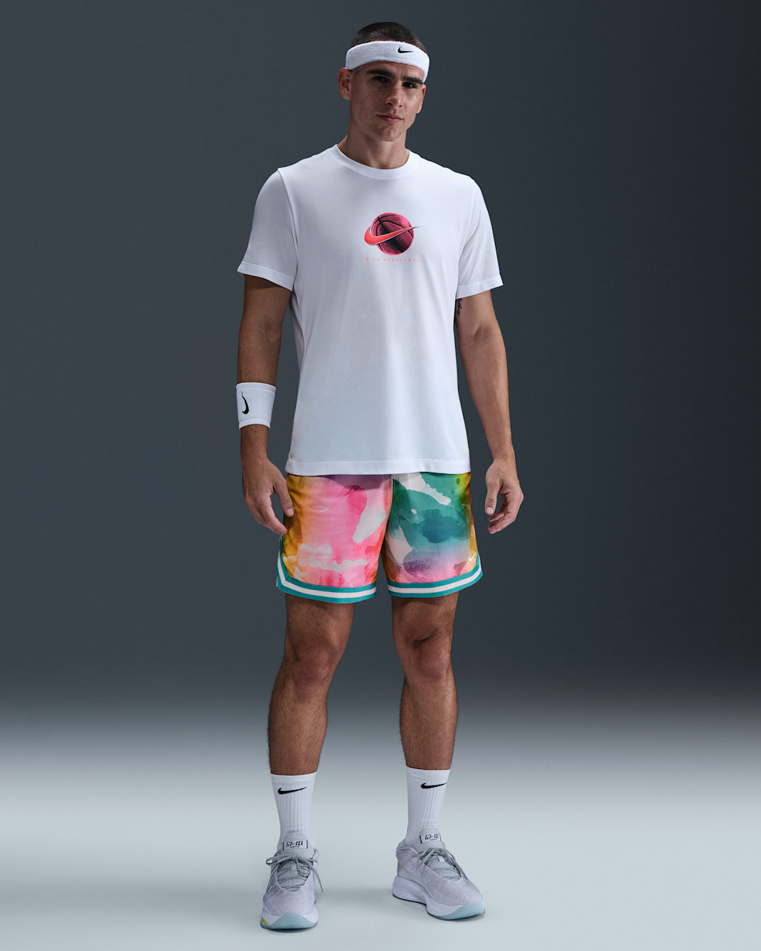 Shorts de básquetbol Dri-FIT de 15 cm para hombre Nike DNA - Cactus empolvado/Cactus empolvado/Blanco